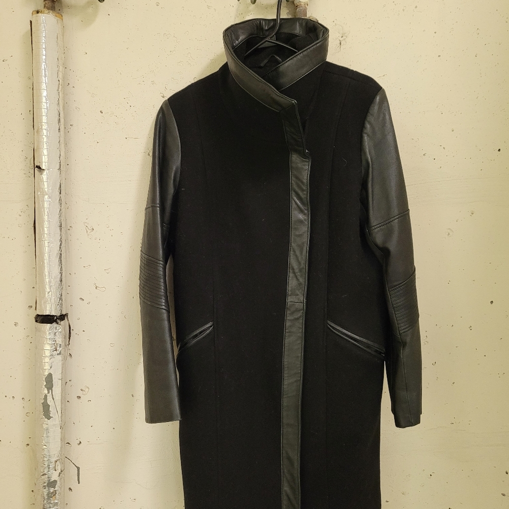 Wool and leather coat